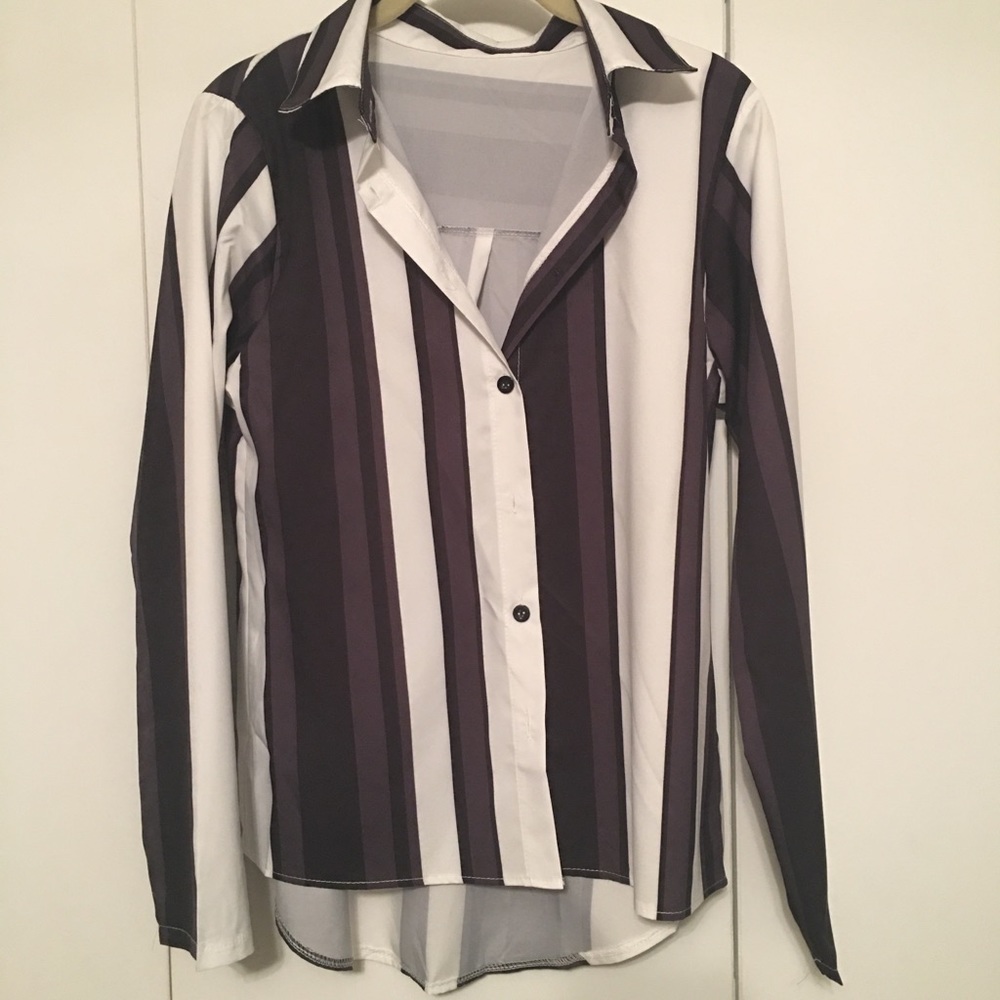 Brand new blouse, brown and black stripe